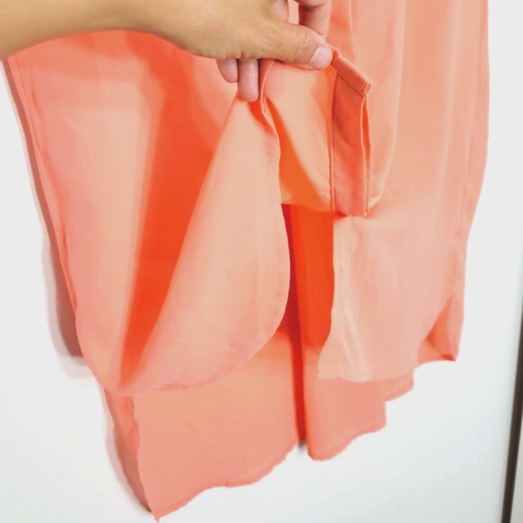 Harve Benard Women's Orange Coral Blend Sleeveless Button Down Shirt Size Large - Picture 4 of 11